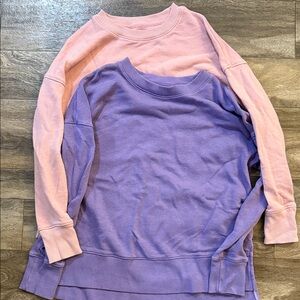 Time and Tru Pink and Purple Crew Neck Sweaters